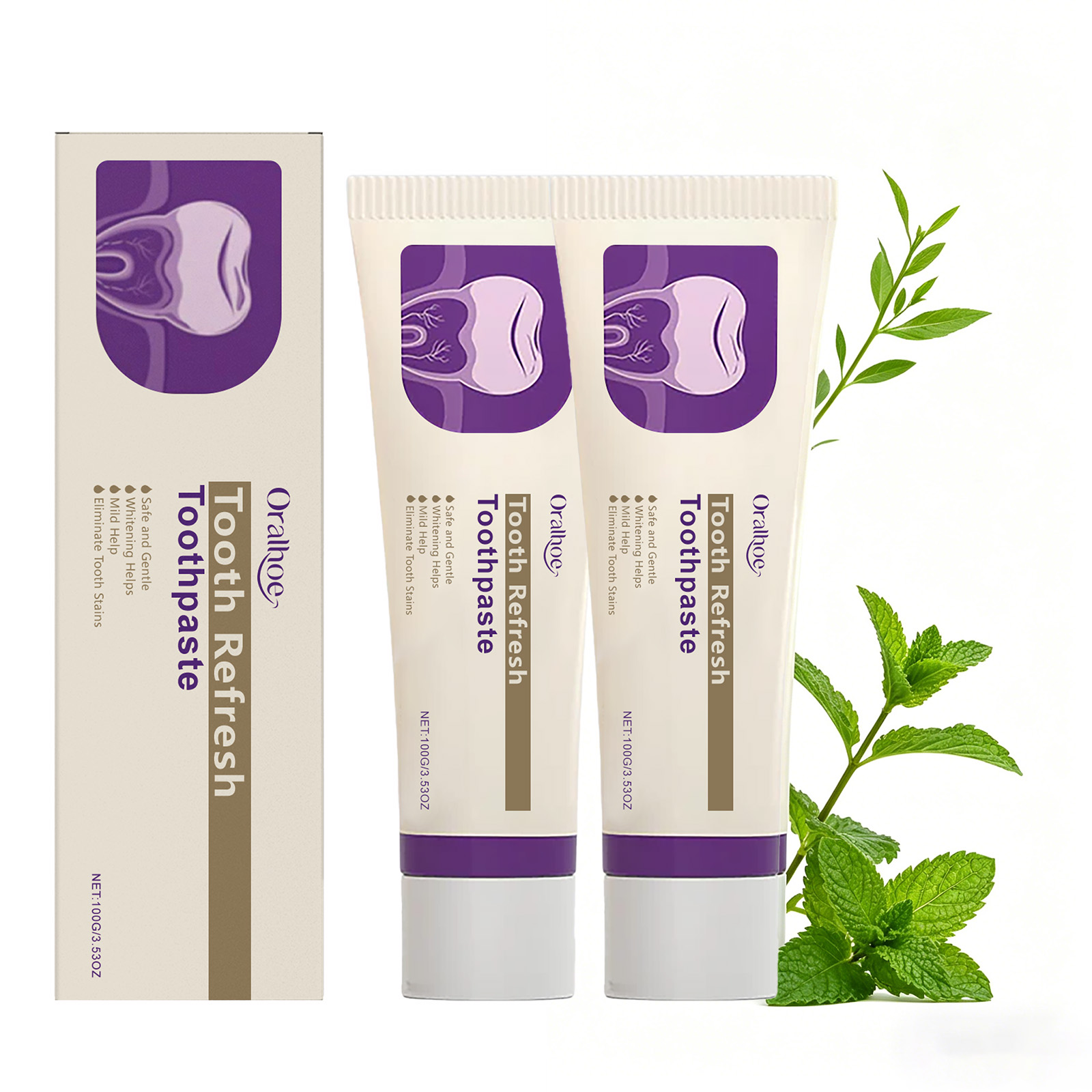 Teeth Whitening Toothpaste - Tooth Refresh Whitening Minty Toothpaste Natural