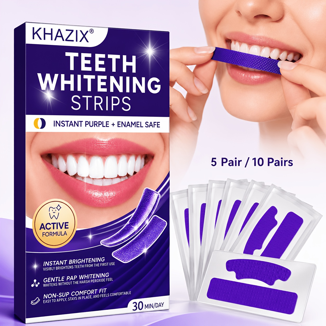 5/10pairs Purple Teeth Whiteni - đánh giá và giá Teeth Whitening Strips Permanent