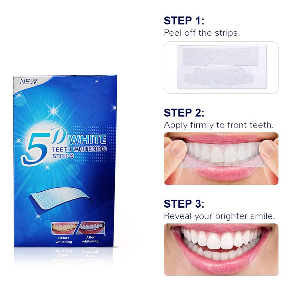 5D White Teeth Whitening Strip - đánh giá và giá Teeth Whitening Hydrogen Peroxide